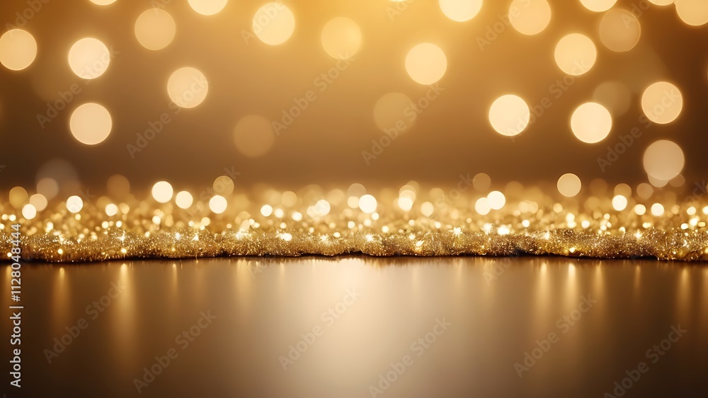 Poster golden bokeh abstract with glowing particles and luminous texture for festive or elegant atmosphere