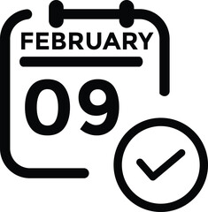 February 9 on calendar icon vector. Calendar vector icon. Deadline. Date. 
