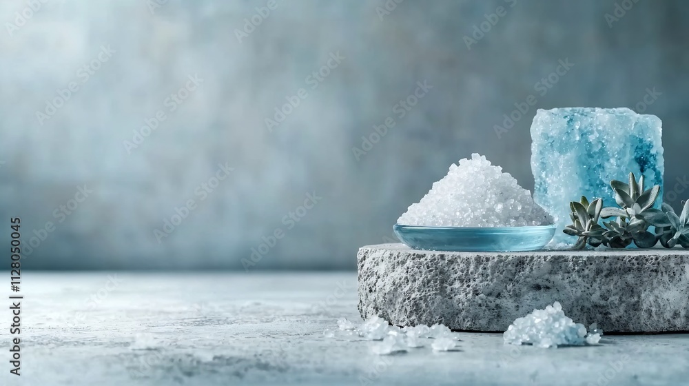 Aufkleber minimalist photograph showcasing a magnified salt crystal set against a clean white background with 