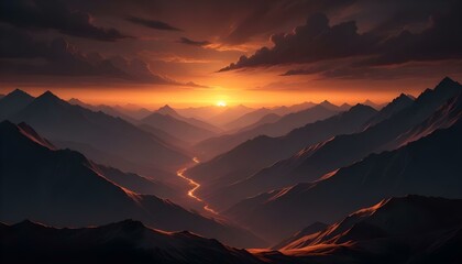 Mountain Background Mount Everest Sunset Sunrise Landscape Natural Beauty Peaks Hills Volcano View