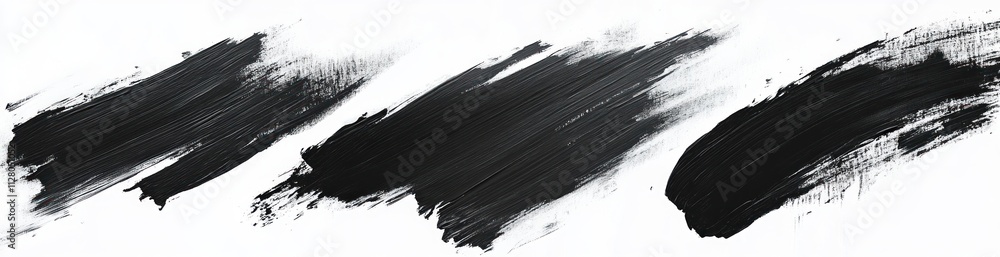 Poster dynamic black brush strokes on white background abstract expressionism art design