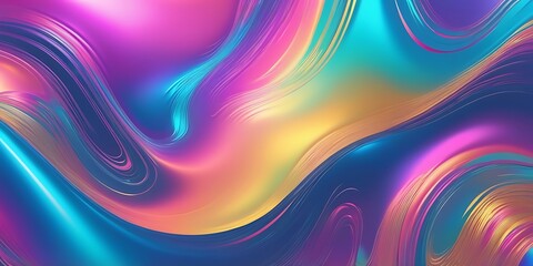Fototapeta premium Vibrant Digital Abstract Artwork with Swirling Wave Patterns in Blue, Purple, Orange, and Yellow