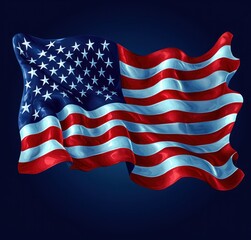 Fototapeta premium American Flag Waving in Tribute to Veterans Day Celebration Honor and Patriotism