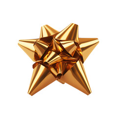Golden Bow with a Star Shape on Transparent Background