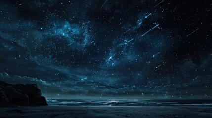 Fototapeta premium Starry Sky with Shooting Stars
