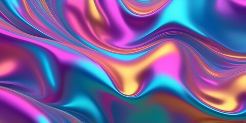 Vibrant Digital Abstract Artwork with Swirling Wave Patterns in Blue, Purple, Orange, and Yellow