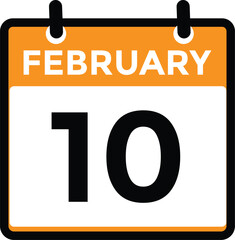 February 10 on calendar icon vector. Calendar vector icon. Deadline. Date. 
