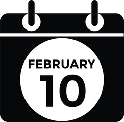 February 10 on calendar icon vector. Calendar vector icon. Deadline. Date. 
