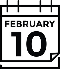 February 10 on calendar icon vector. Calendar vector icon. Deadline. Date. 
