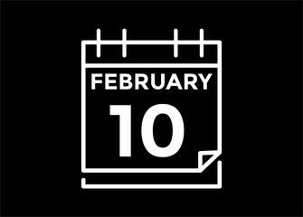 February 10 on calendar icon vector. Calendar vector icon. Deadline. Date. 
