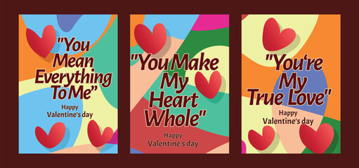 Modern Valentine Card Pack Featuring Red Hearts and Abstract Pastel Art