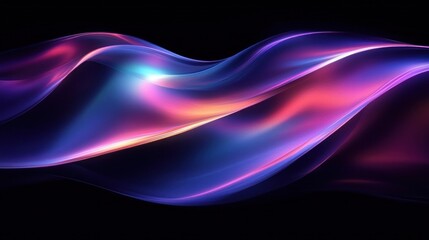 Abstract Light Flowing Ribbons Design Minimalist Art Iridescent Background 3D Render
