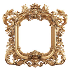 Ornate Golden Frame on Transparent Background
