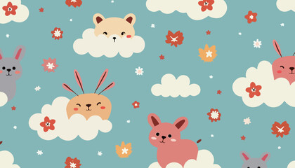 Whimsical Animal Cloud Pattern