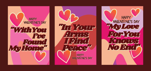 Naklejka premium Creative Valentine Cards with Bold Red Heart Motifs