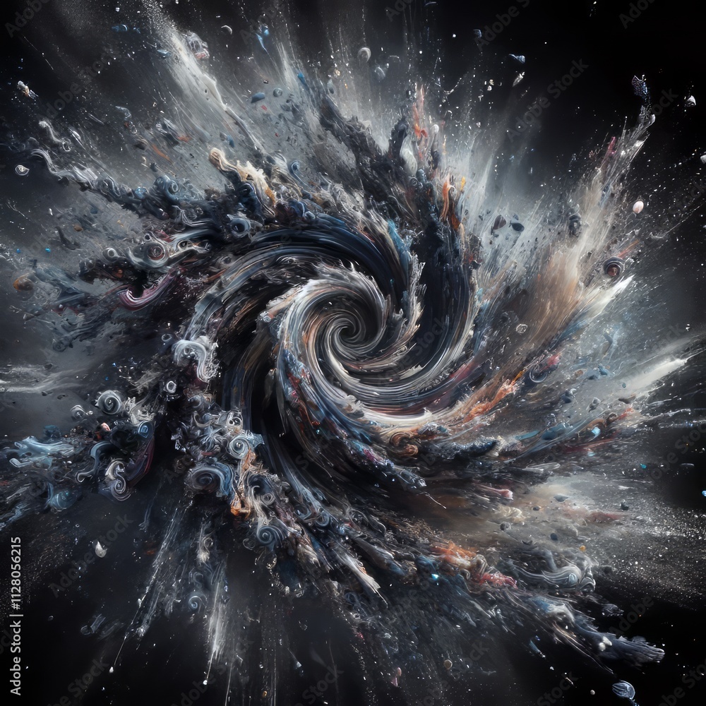 Poster chaos vortex splatter a splatter that forms a swirling chaotic v