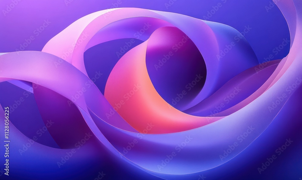 Poster surreal geometric shapes with curved lines and gradient colors in soft lighting