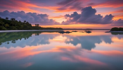 Morning Sunrise Evening Sunset Ocean Palm Coconut Tree Sunlight Peaceful Horizon Background Texture