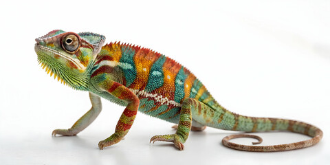 Obraz premium Panther Chameleon Portrait – Exotic Reptile on White