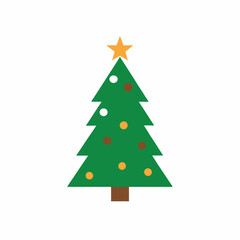 A colorful illustration of a Christmas tree with a logo creative icon design on white background