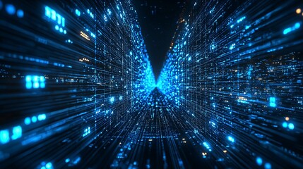 Fototapeta premium A conceptual image of nanochips powering ultrafast computing systems Stock Photo with side copy space