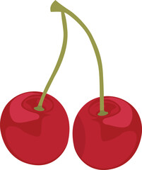 a drawing of cherries with a green arrow pointing to the right.