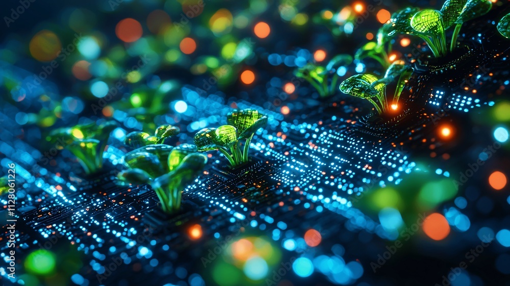 Poster a vibrant presentation highlighting the role of microelectronic sensors in smart agriculture stock p