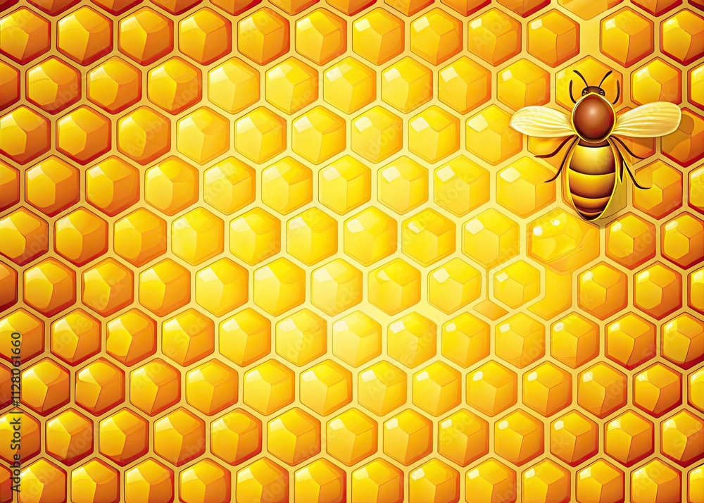 Poster beautiful yellow honeycomb pattern with geometric texture for versatile design use, perfect for fabr