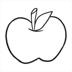 Apple silhouette line art illustration.