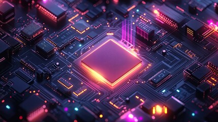 Concepts of semiconductors or microchips, technological advancements, electronic industry, and computer engineering 