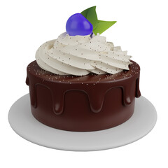 3D icon cake valentine day rendered or cake happy birthday