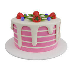 3D icon cake valentine day rendered or cake happy birthday