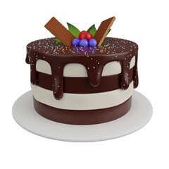3D icon cake valentine day rendered or cake happy birthday