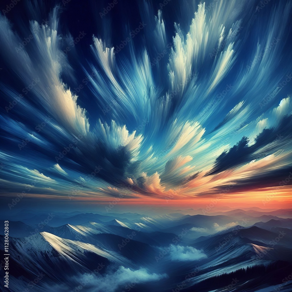 Poster cloud smears clouds that are smeared across the sky creating a p