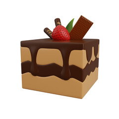 3D icon cake valentine day rendered or cake happy birthday