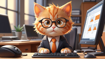 Corporate Cat Leading the Team