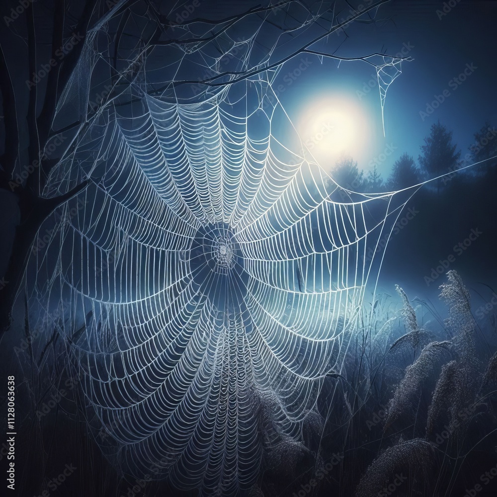 Aufkleber cobweb moonlight capture a cobweb illuminated by moonlight for a