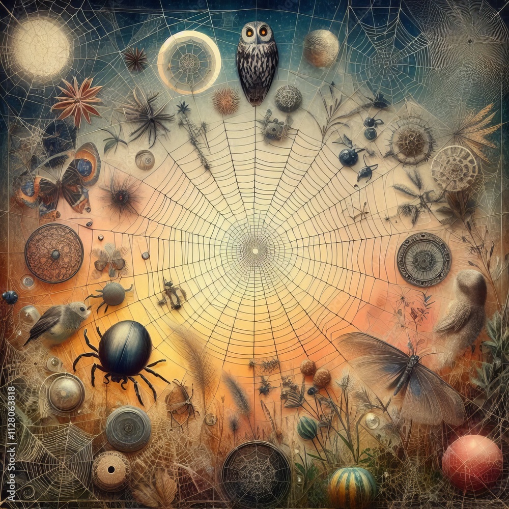 Poster cobweb photomontage combine different cobweb images with other p