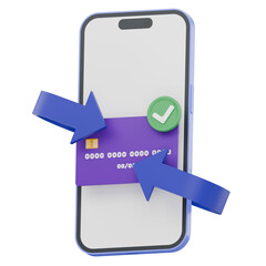 3D Illustration of Digital Payment Confirmation and Cashback