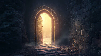 Ancient magical runestone portal gate. Runestone. Illustration