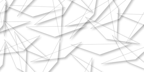Abstract background with liens and triangles shape on white background. White and grey geometric overlapping rectangle pattern Geometric background soft shadows as patten ..White polygon textured .