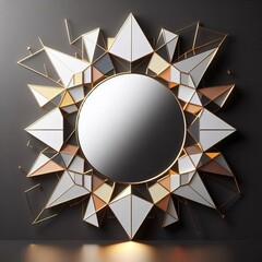 Geometric Mirror A mirror with geometric shapes creating a moder