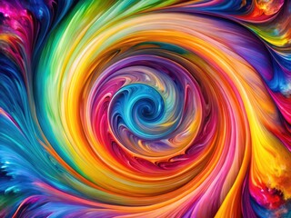 Obraz premium Vibrant, swirling colors explode in this macro close-up, a psychedelic spiral of vivid texture and artistic fluid design.