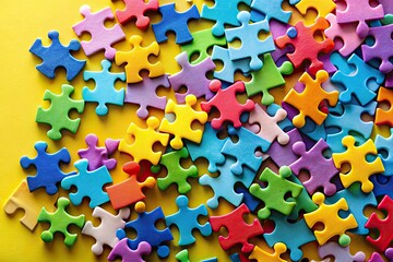Colorful Jigsaw Puzzle Pieces with Copy Space for Creativity, Problem-Solving, and Fun Activities - Perfect for Educational and Recreational Themes
