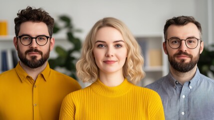 Dynamic team collaboration modern office group portrait professional environment front view unity concept