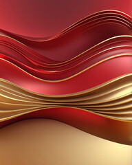 Obraz premium Luxurious Curves: Gold and Red Abstract Design