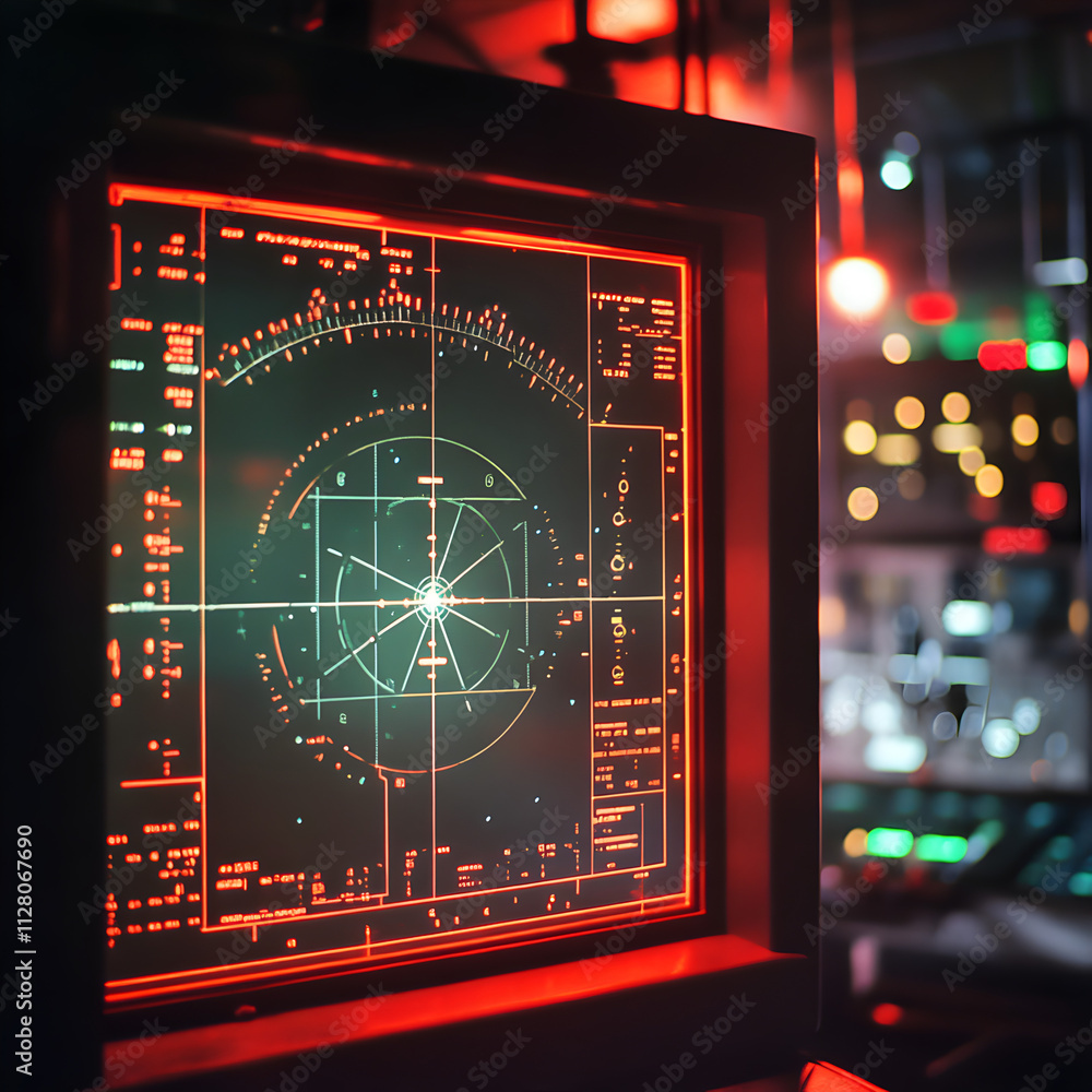 Poster radar operations display control room digital image tactical environment close-up view advanced tech