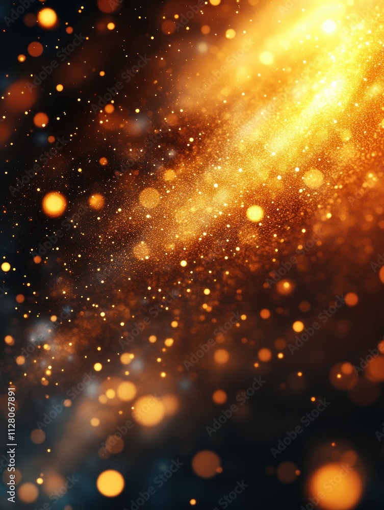Aufkleber glittering gold abstract background with bokeh lights and warm illumination