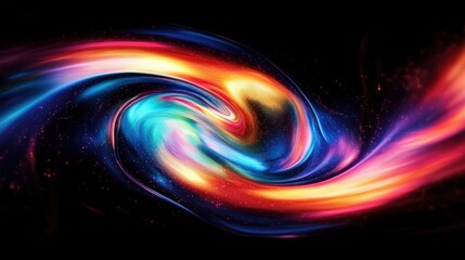 Vibrant Abstract Swirl of Colors with Neon Lights and High-Gloss Finish in Fluid Motion