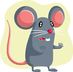 Scared Rat Saying No to Pest Control Methods Vector Cartoon. Stressed defensive animal being terrified of extermination 
